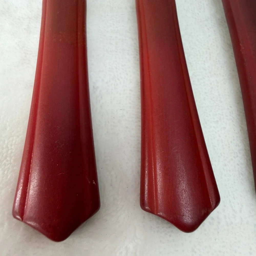 VTG Red Bakelite Handle‎ Dinner Forks Set of 4 Mid Century Retro MCM